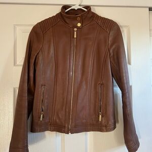 Michael Kors Brown Leather Jacket